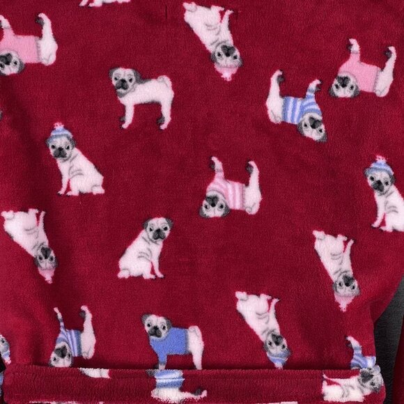 Dearfoams NWT L/XL Fleece Kimono Robe Pug Dog Print Snuggly Buddy Cozy Lounge - Picture 13 of 15